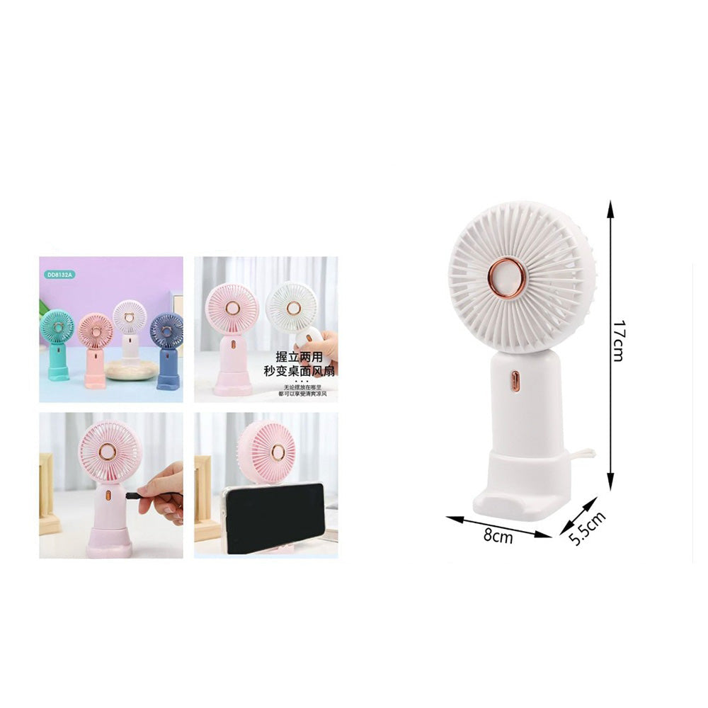 Επαναφορτιζόμενο Ανεμιστηράκι Χειρός USB με Βάση 17x8x5.5εκ σε Διάφορα Χρώματα - 1 Τμχ