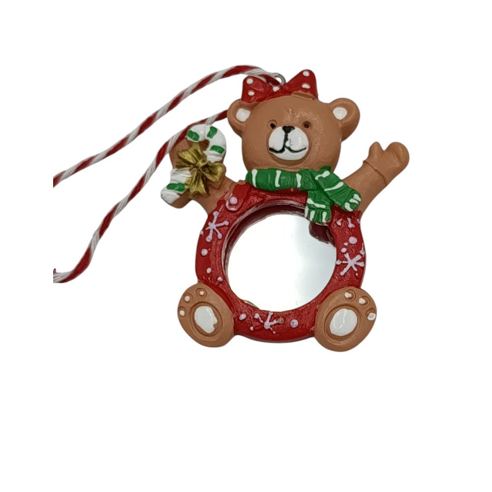Χριστουγεννιάτικο Στολίδι Αρκουδάκι Καθρέφτης 6,3x7,5εκ