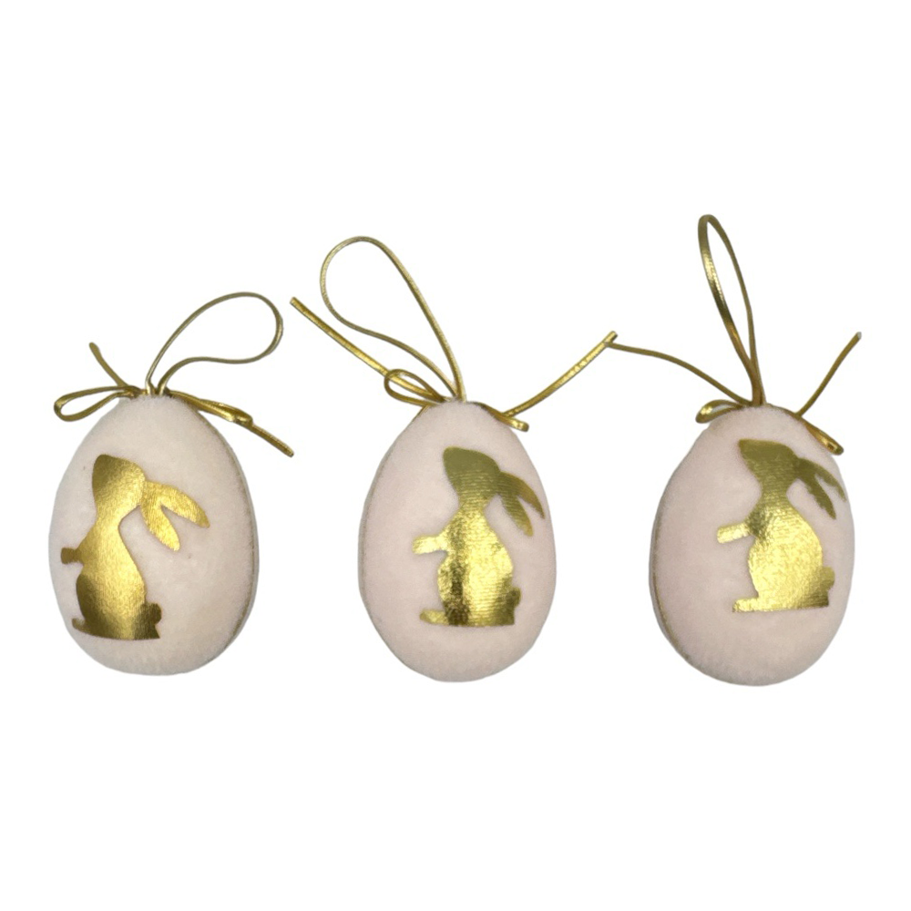 Σετ πασχαλινά διακοσμητικά γούνινα αυγά rosegold 6χ8 εκ 3 τμχ