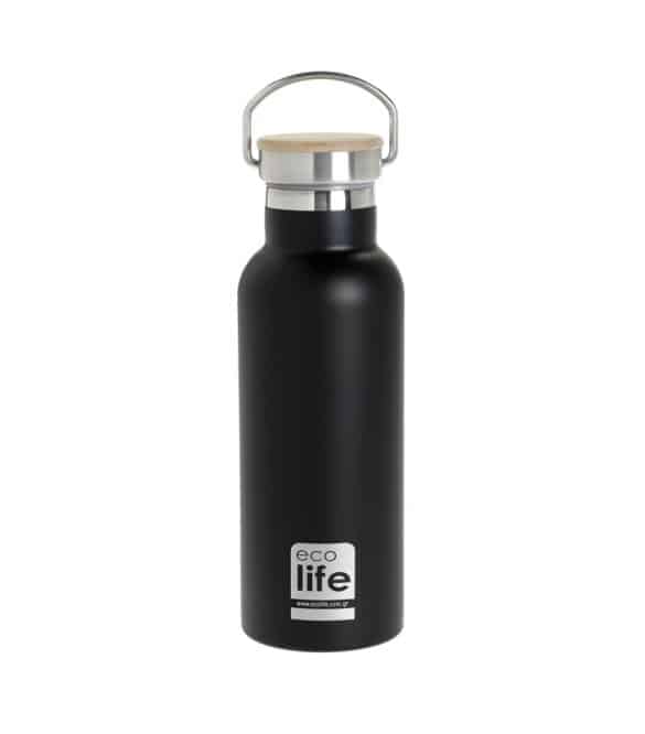 Ecolife Bamboo Μαυρο Μεταλλικο Θερμος 500 Ml
