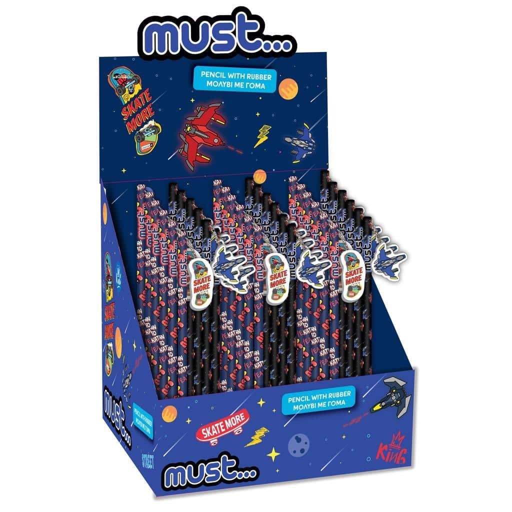Μολυβι Με Γομα Must Space Battle - Skate More 2 Σχεδια