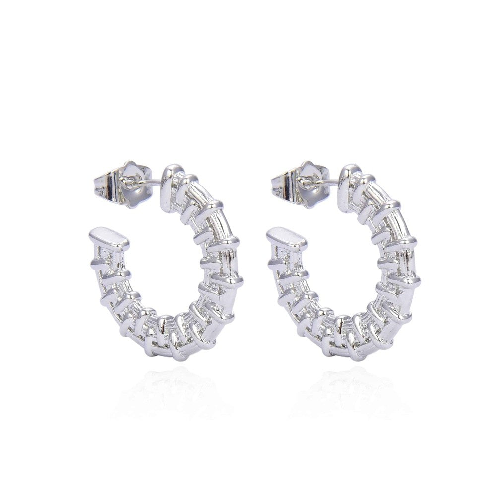 Asimi Σκουλαρικια Κρικοι Φαρδιοι Αναγλυφοι Φ2Cm