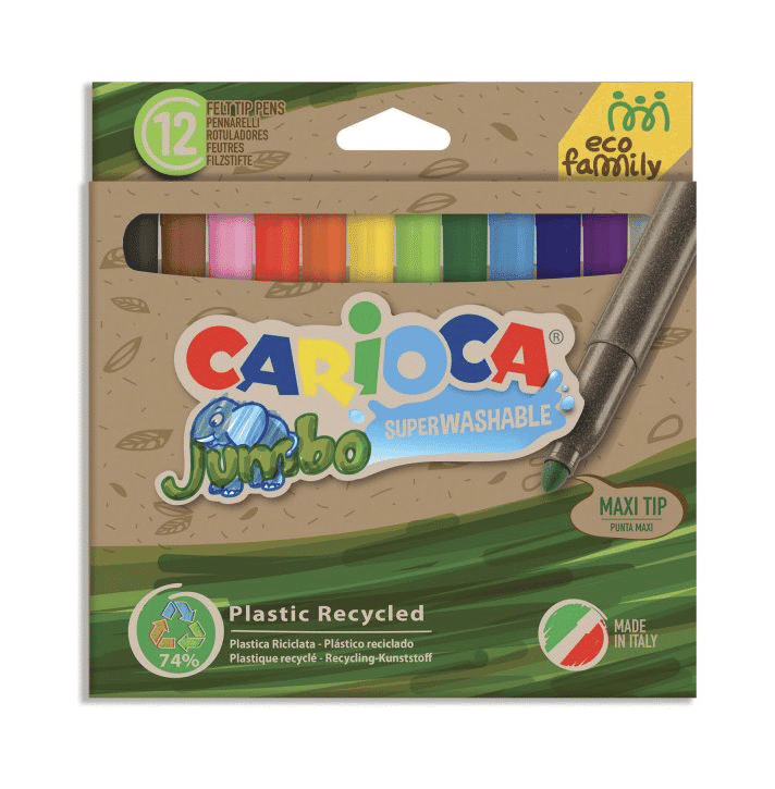 CARIOCACarioca Jumbo Recycled Plastic Maxi Tip Μαρκαδοροι 12 Τμχpapell.gr