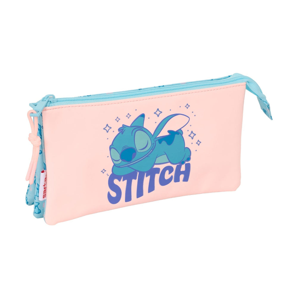 Safta Σχολική Κασετίνα Τριπλή Disney Stitch Ohana 3 Θήκες 22x3x12 εκ