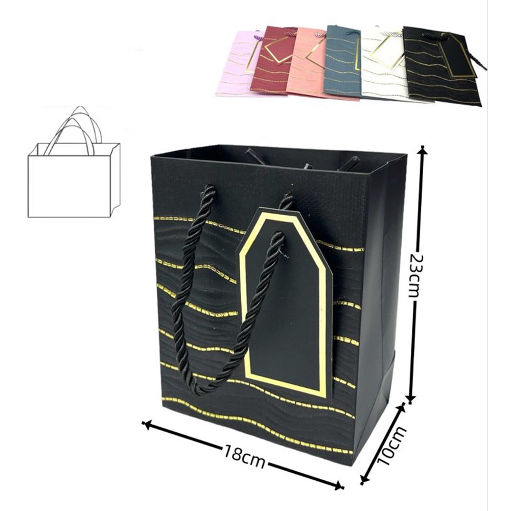 OEMΧάρτινη Σακούλα Δώρου Με Χρυσά Κύματα 23Χ18Χ10εκ 6 Χρώματαpapell.gr