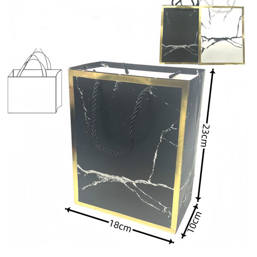 OEMΧάρτινη Σακούλα Δώρου Με Χρυσά Σχέδια Τύπου Μάρμαρο 23Χ18Χ10εκ 2 Σχέδιαpapell.gr
