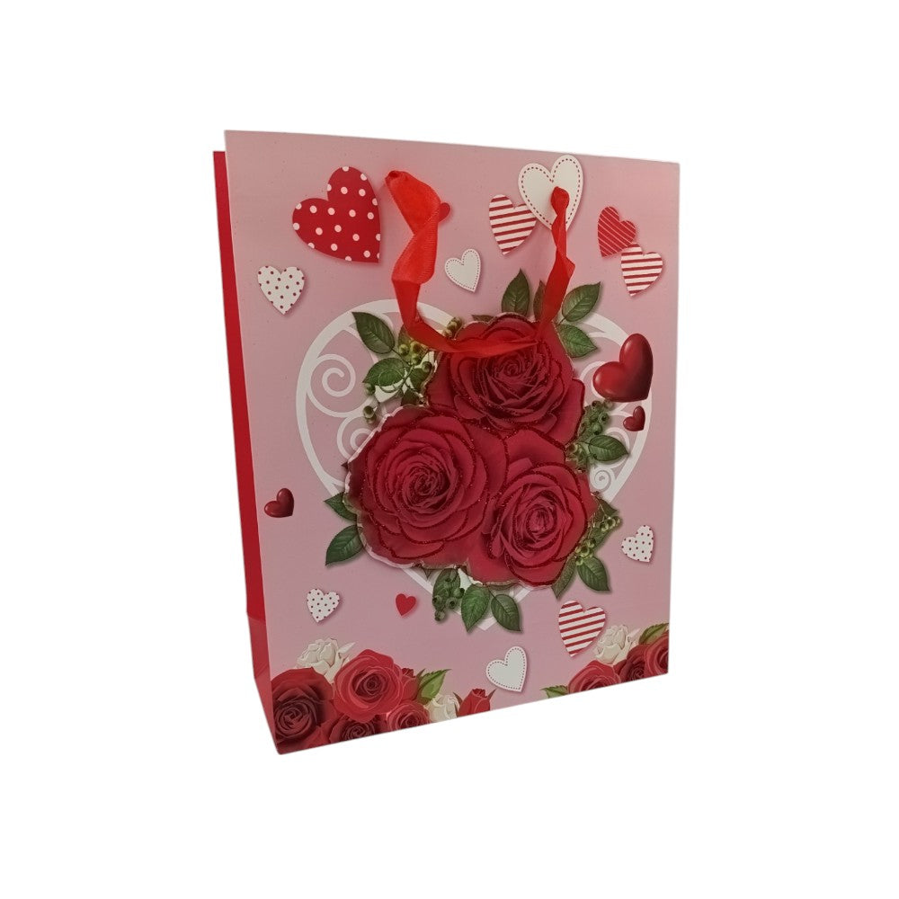 OEMΧάρτινη Σακούλα Δώρου Τριαντάφυλλα 32Χ26Χ10εκ 4 Σχέδιαpapell.gr