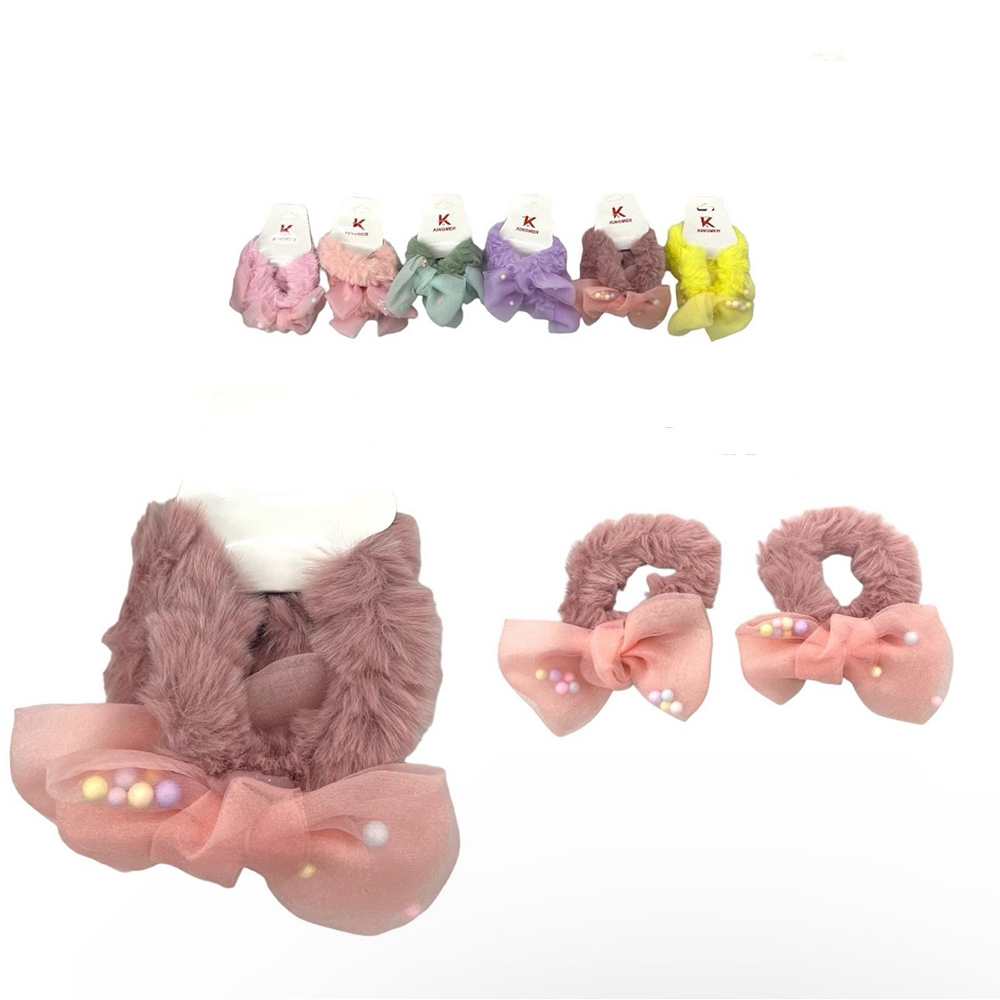 OEMΣετ Γούνινο Scrunchie Με Φιόγκο 2 Τμχpapell.gr