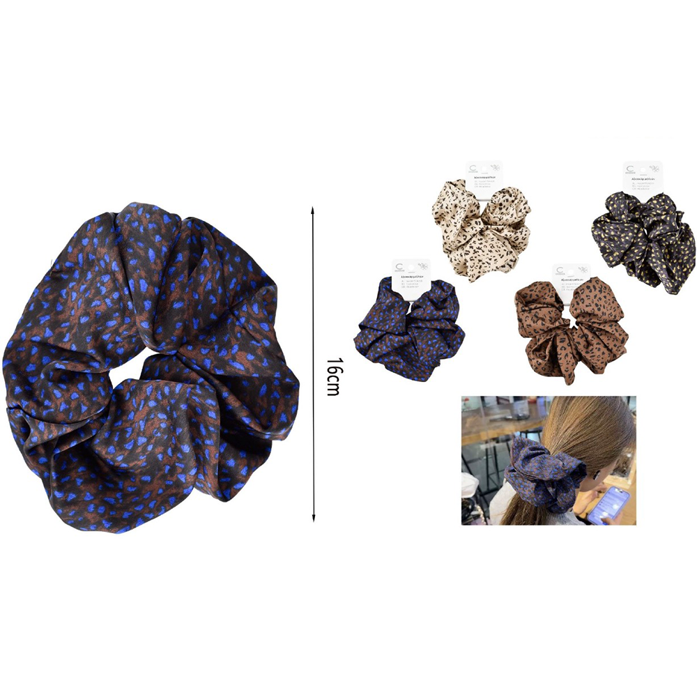 Scrunchie Λαστιχάκι Μαλλιών Σατέν Animal Print 16 εκ σε 4 Χρώματα – 1 Τμχ