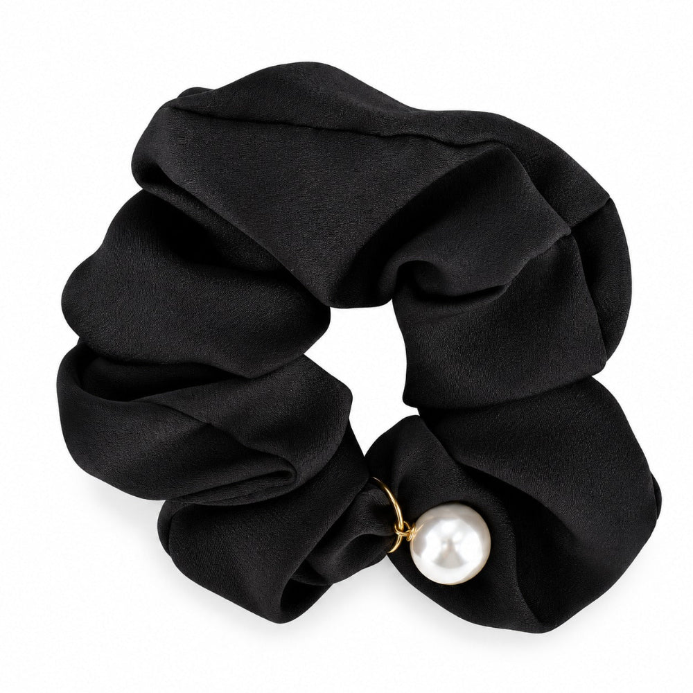 Scrunchie Λαστιχάκι Μαλλιών Σατέν με Πέρλα 