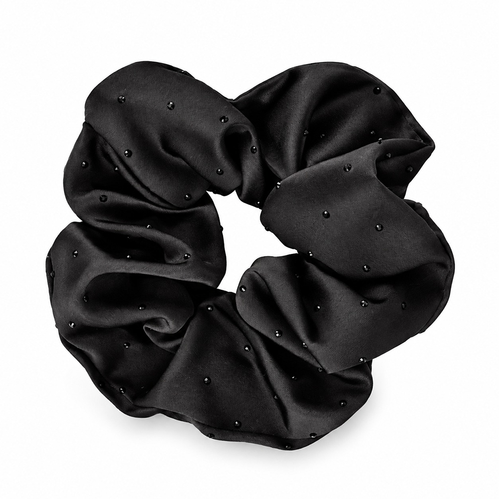 Scrunchie Λαστιχάκι Μαλλιών Σατέν με Strass – 1 Τμχ