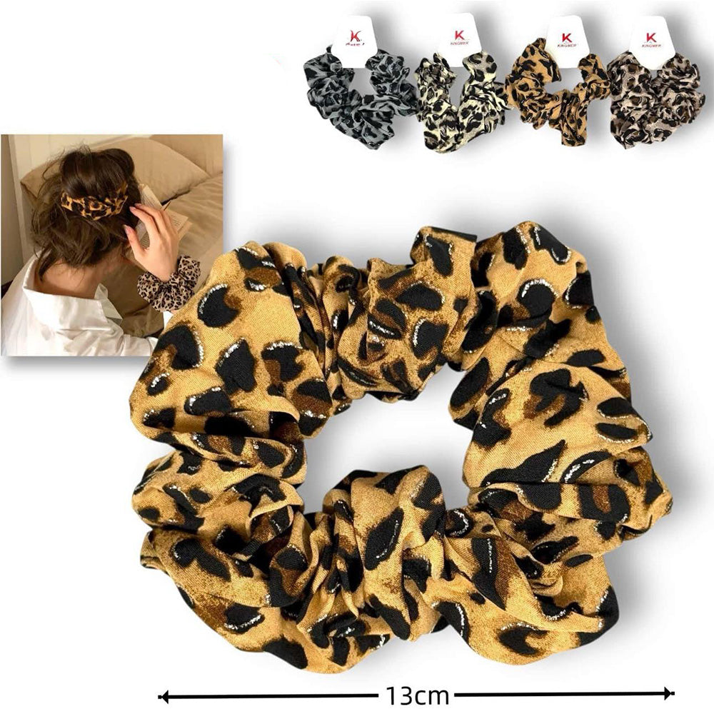 Scrunchie Μαλλιών Leopard 13 εκ 4 Χρώματα - 1 Τμχ