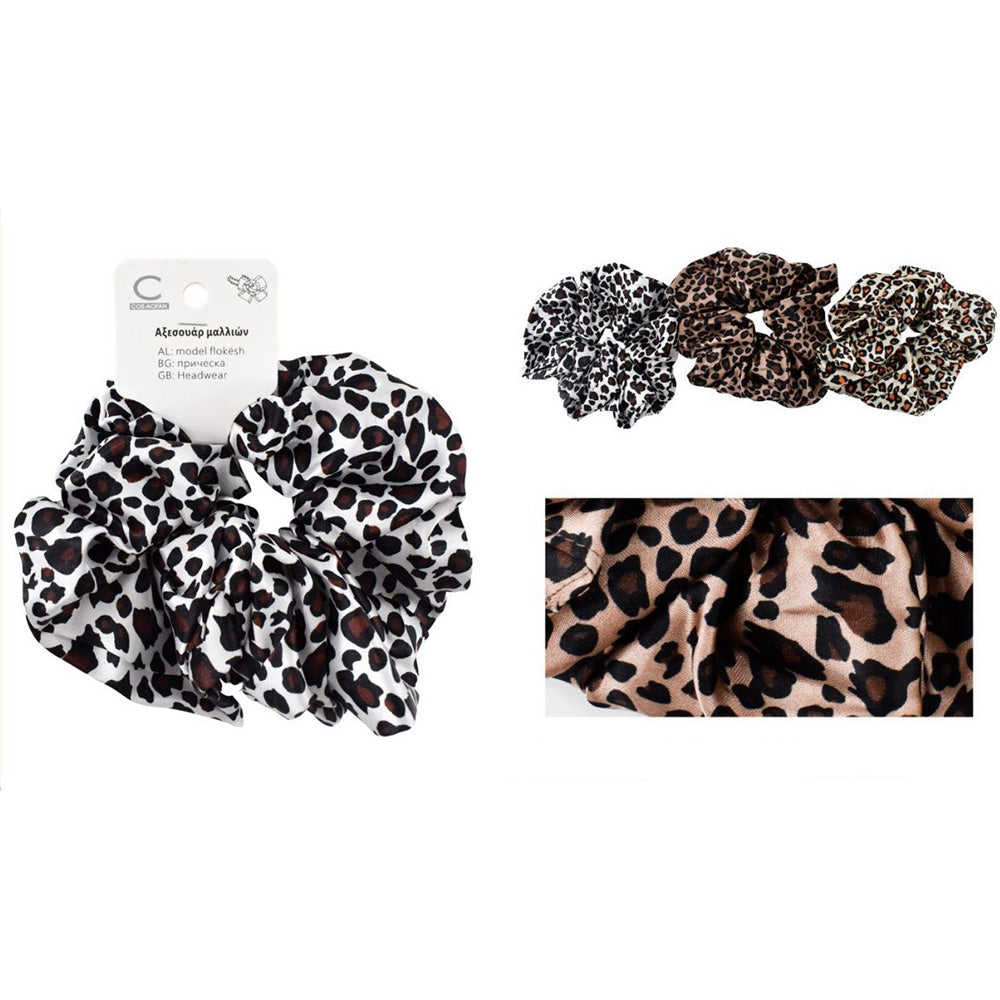 Scrunchie Μαλλιών Leopard 13 εκ 3 Χρώματα - 1 Τμχ
