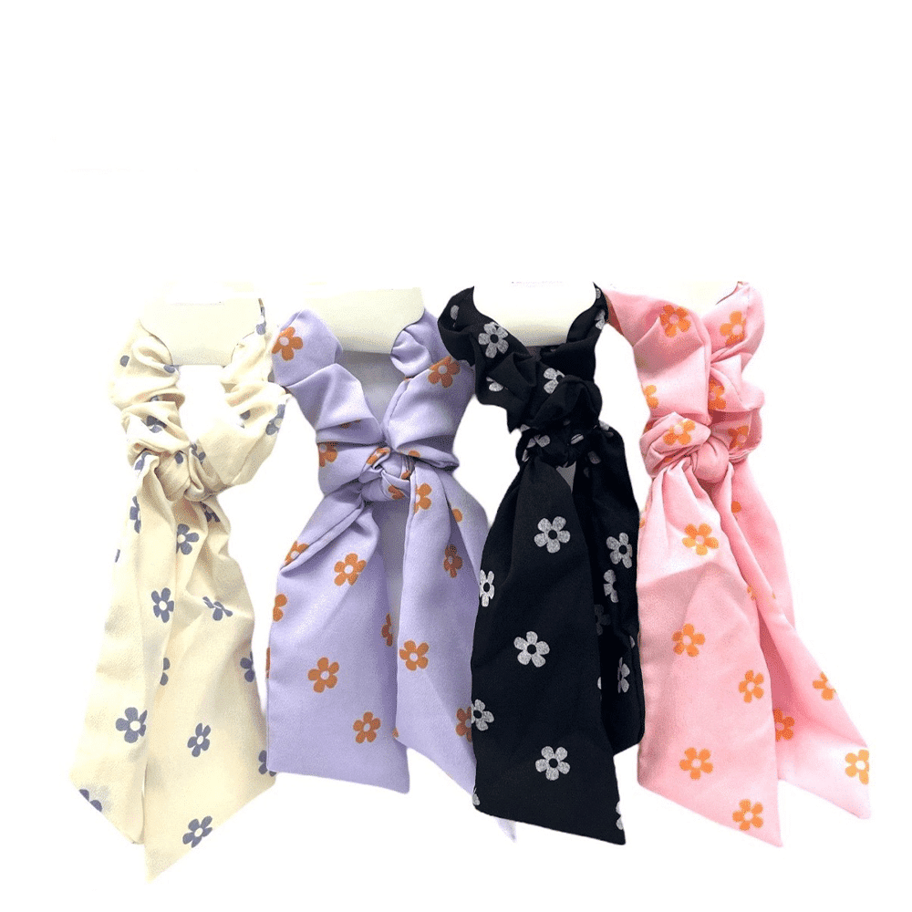 OEMScrunchie Μαλλιών Λουλουδάκι Φιόγκος 4 Χρώματα - 1 Τμχpapell.gr
