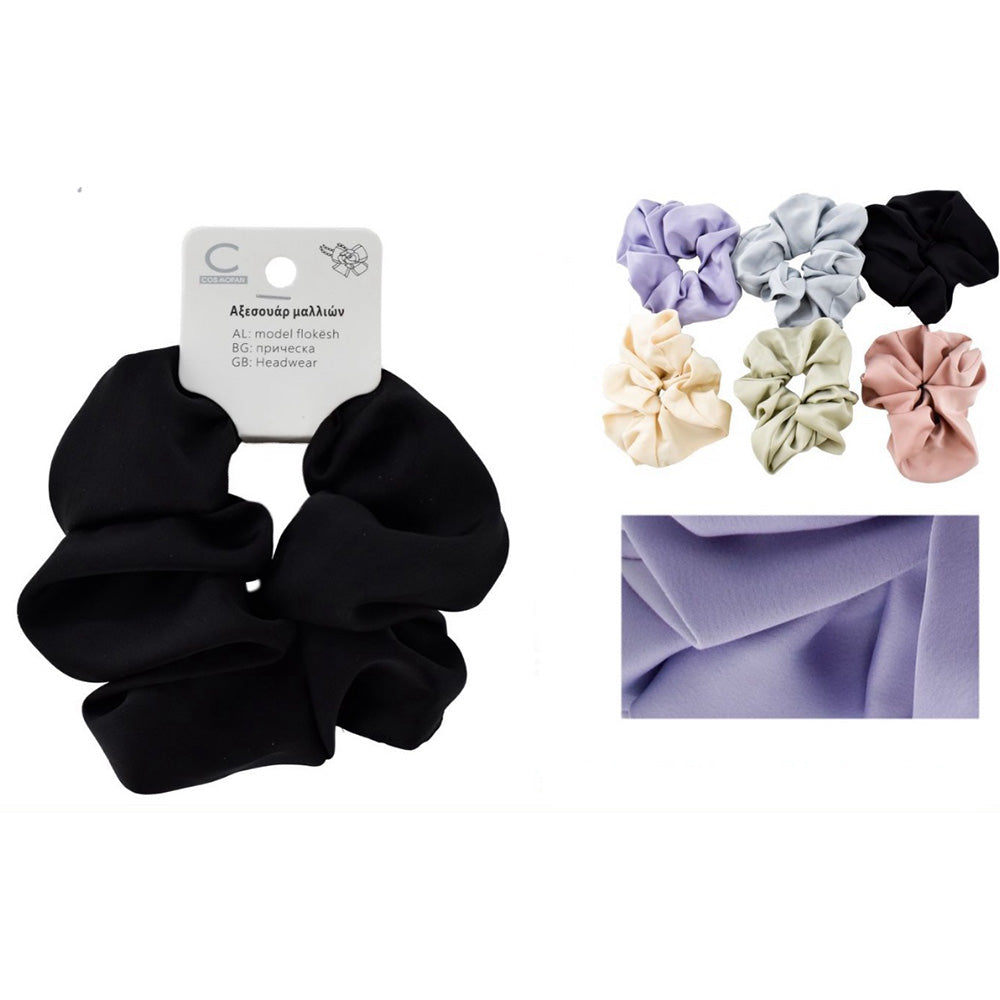 Scrunchie Μαλλιών Σατέν 15 εκ – 6 Χρώματα (1 Τμχ)
