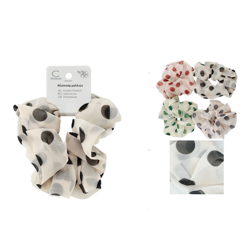 OEMScrunchie Μπεζ Με Βούλες - 1 Τμχpapell.gr