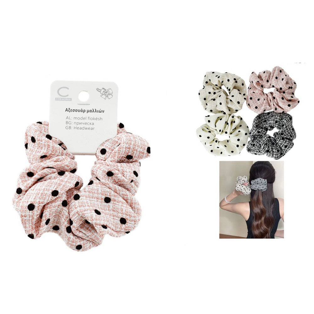OEMScrunchie Μαλλιών Υφασμάτινο Με Μαύρες Βούλες 4 Χρώματα - 1 Τμχpapell.gr