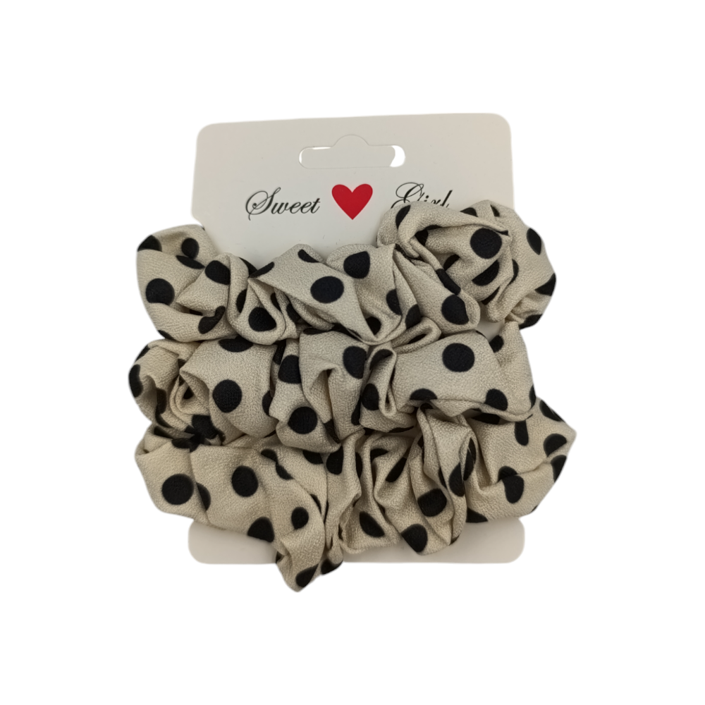 Scrunchies Μαλλιών Πουά 3τμχ Διάφορα Χρώματα