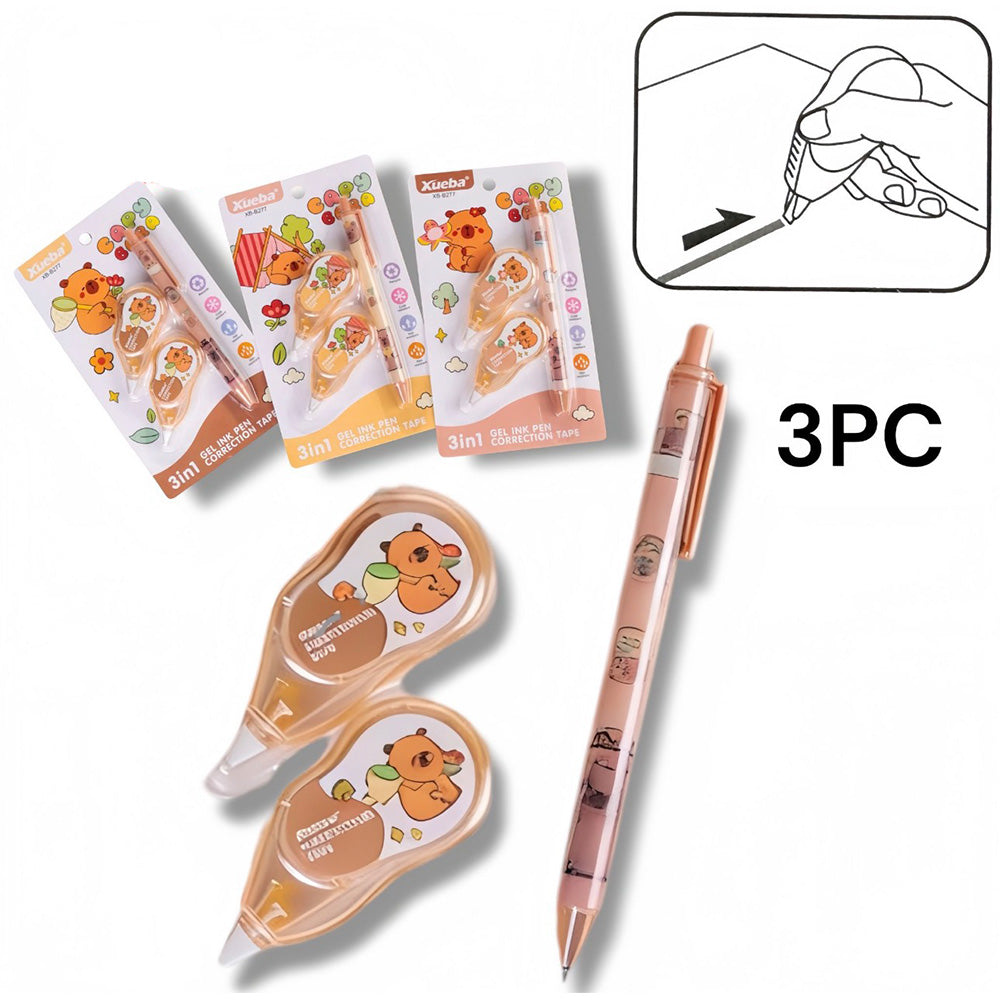 Σετ 2 Διορθωτικές Ταινίες Capybara & 1 Στυλό