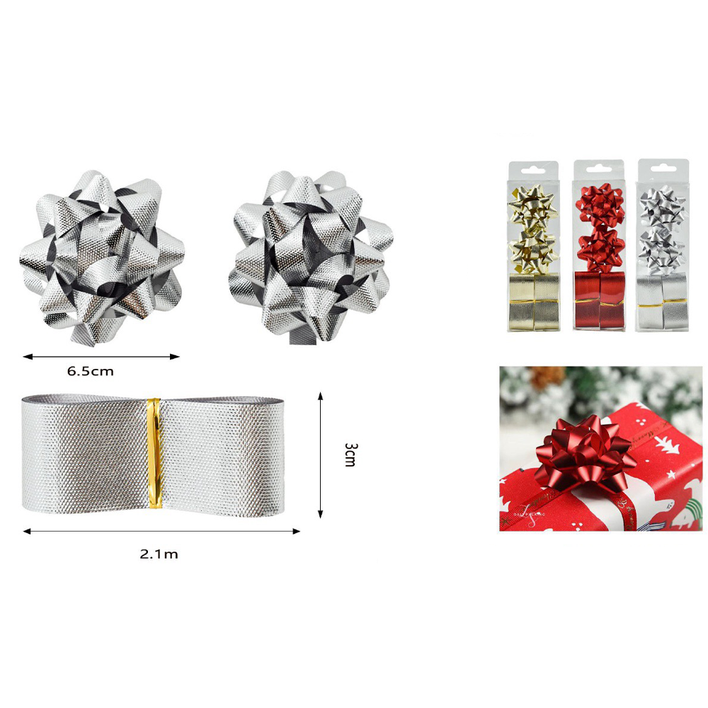 Σετ Φιογκάκια Κόκκινα /Χρυσά /Ασημί 6.5 εκ Με Κορδέλα  Συσκευασίας Δώρου 