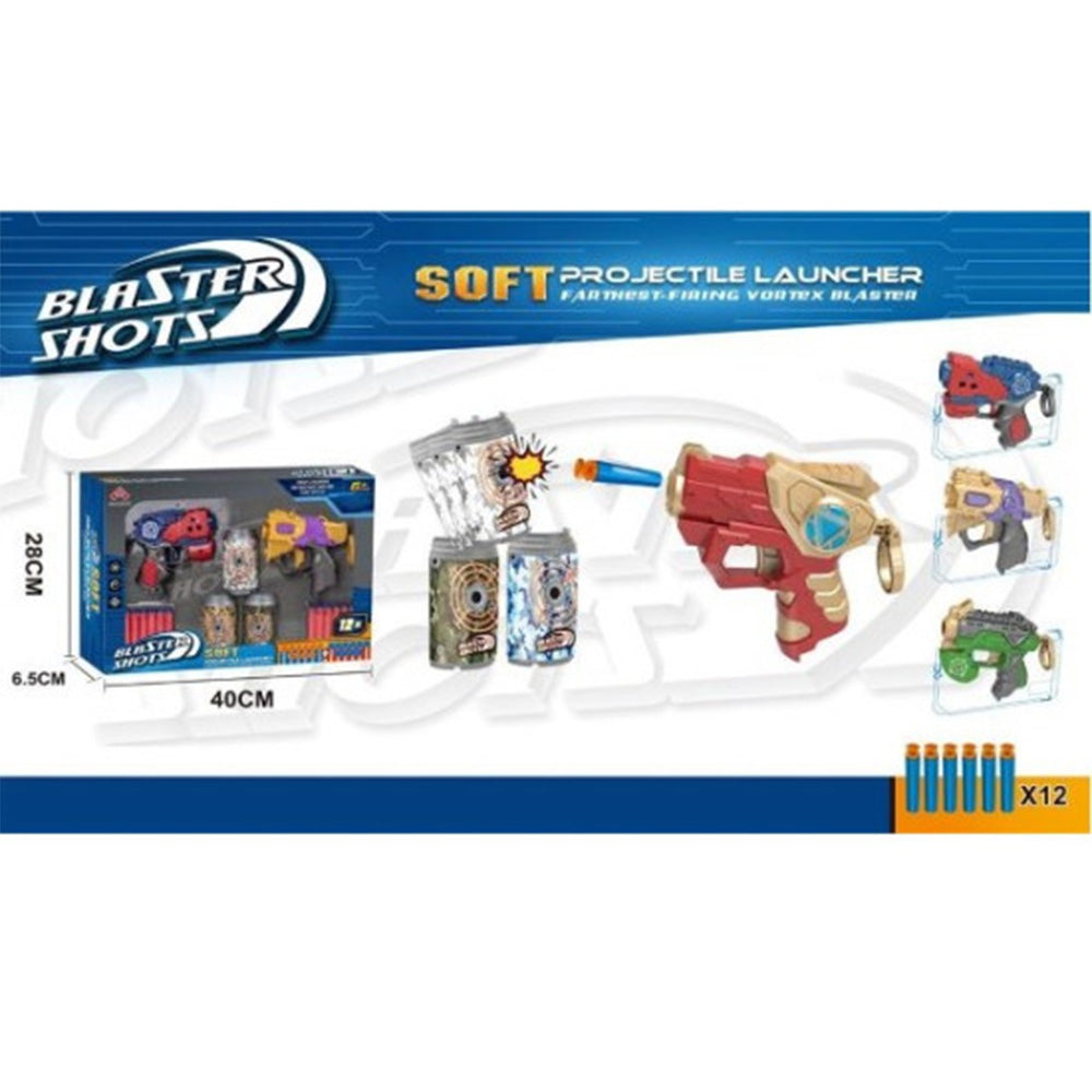 Σετ 2 Όπλα Με 12 Αφρώδεις Σφαίρες Και Στόχους Σε Διάφορα Χρώματα 40x28x6,5 Εκ