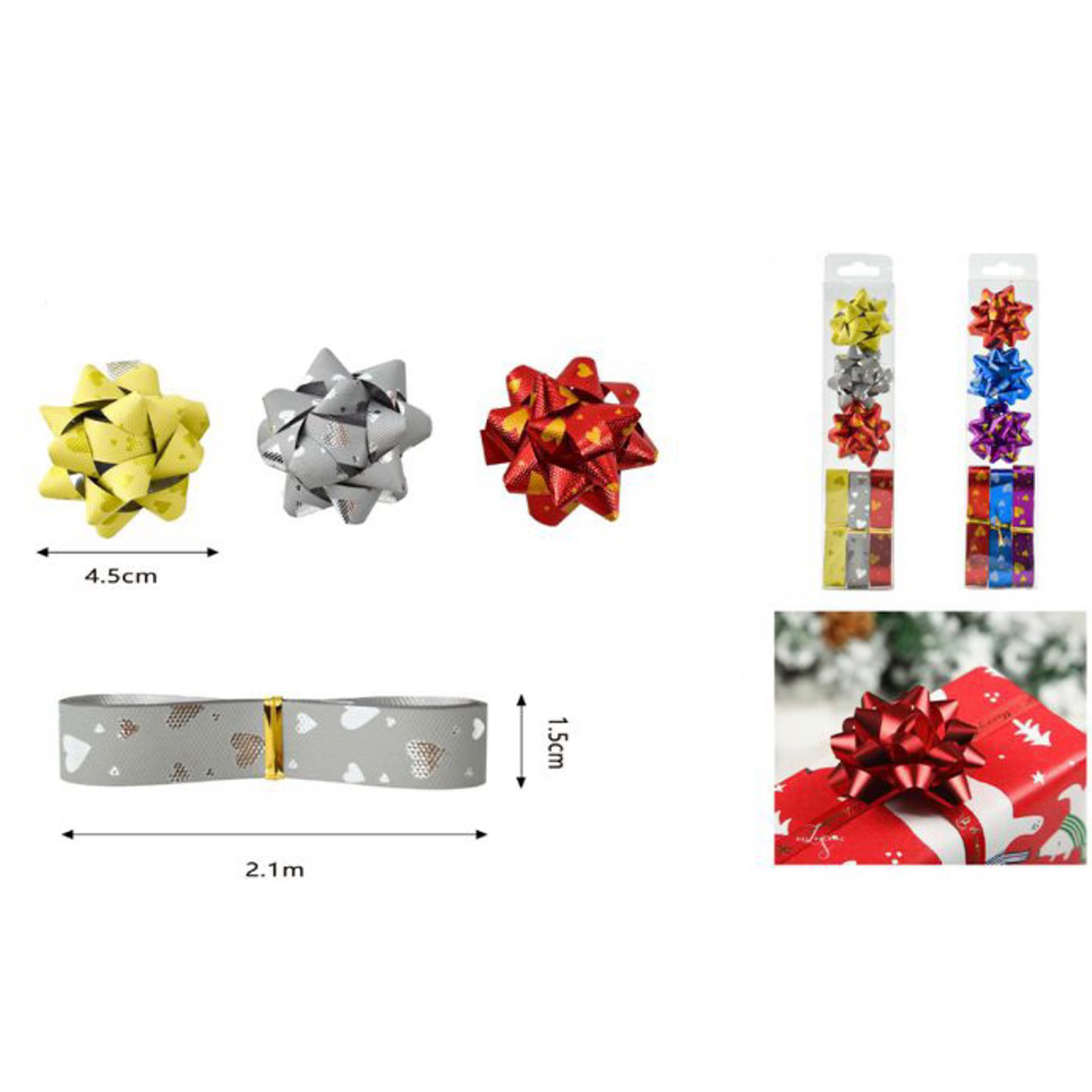 OEMΣετ 3 Φιογκάκια Πολύχρωμά Με Καρδούλες 4.5 εκ Με Κορδέλα 2,1 m Συσκευασίας Δώρουpapell.gr