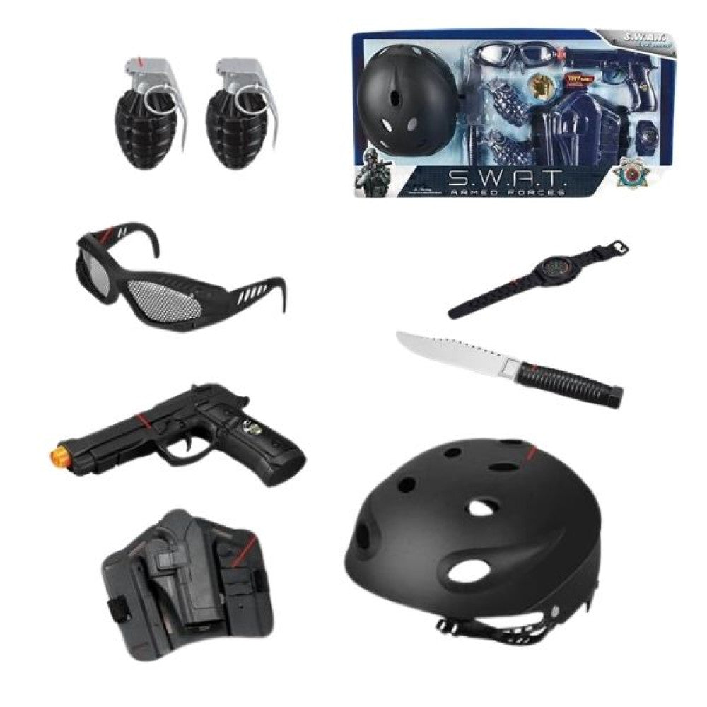 Σετ Αστυνομικού Με Όπλο, Κράνος Και Αξεσουάρ - 8 Τμχ
