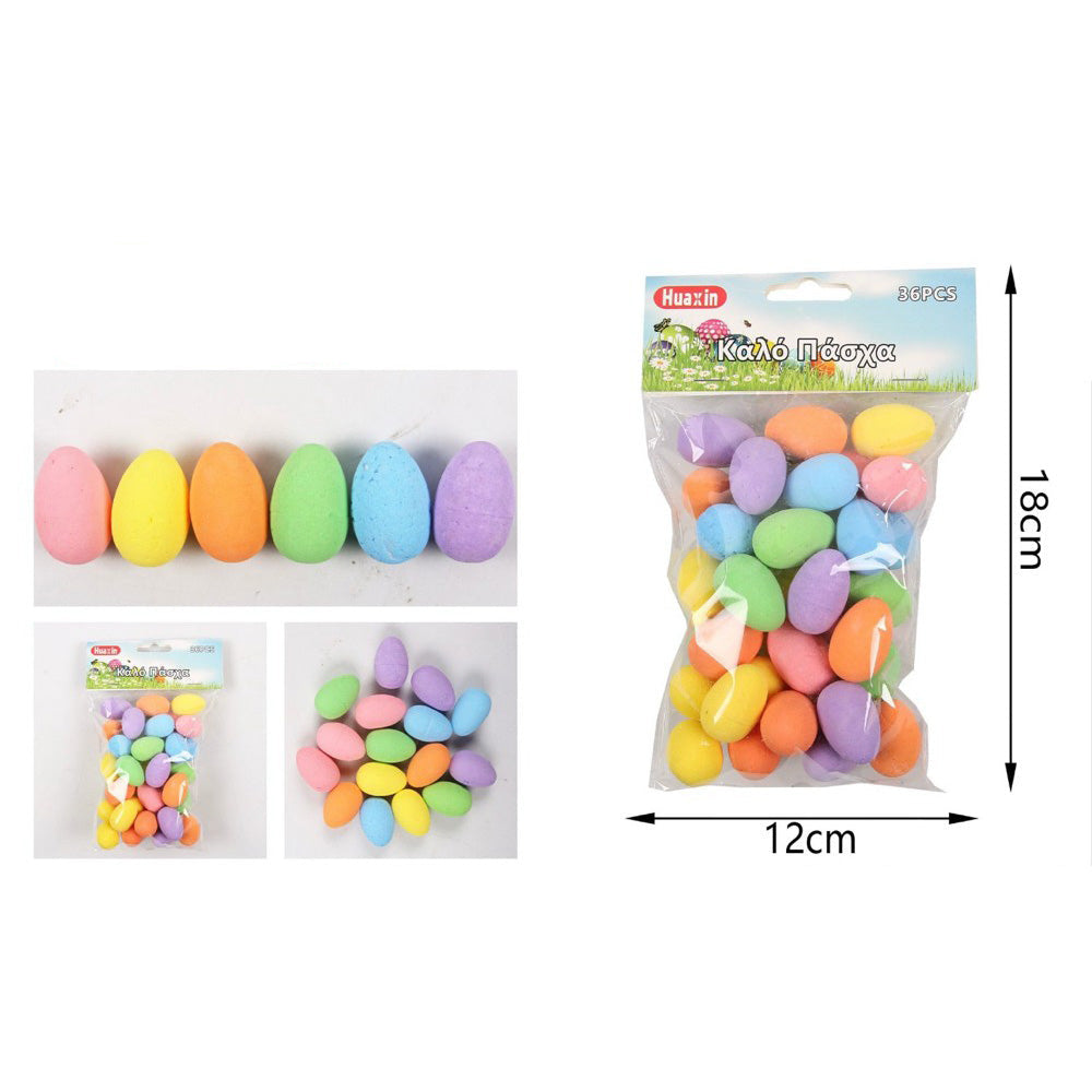 Σετ Διακοσμητικά Πασχαλινά Αυγά 3x2 εκ από Φελιζόλ 36 Τμχ σε Διαφορα Χρώματα