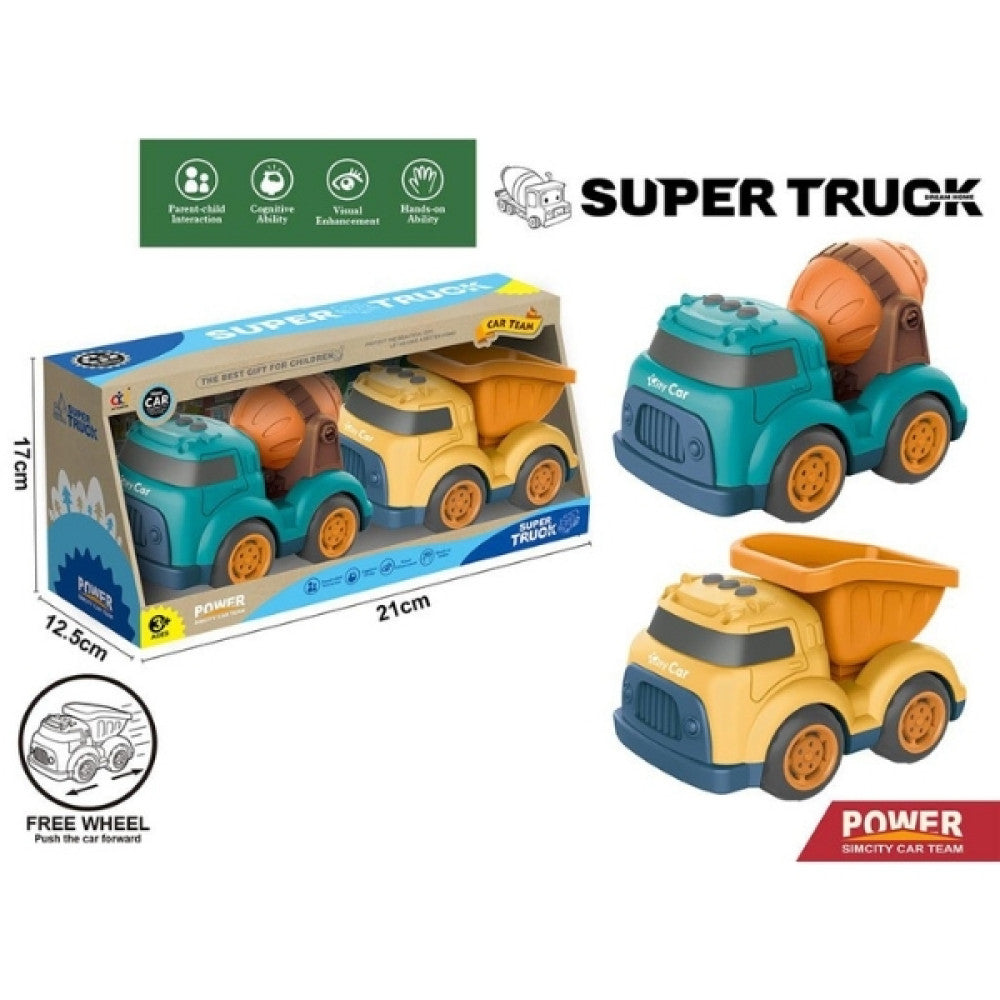 TrademarktΣετ Δομικών Οχημάτων Φορτηγό- Μπετονιέρα 2Τμχ 17Χ11.5Χ11 εκpapell.gr