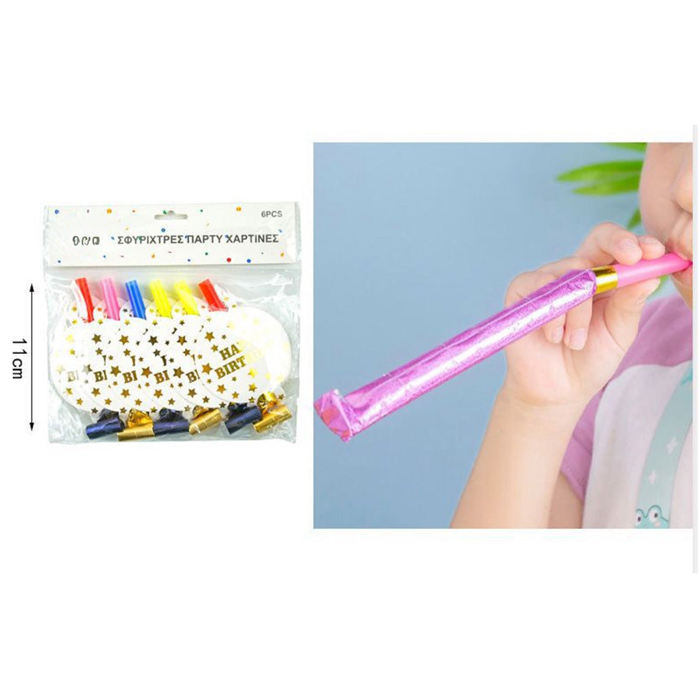 Σετ Φρου - Φρου Party Happy Birthday Χρυσά Αστεράκια 6 Τμχ