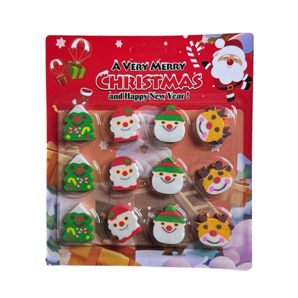 Σετ Χριστουγεννιάτικες Γόμες – 3εκ, 12 Τεμάχια