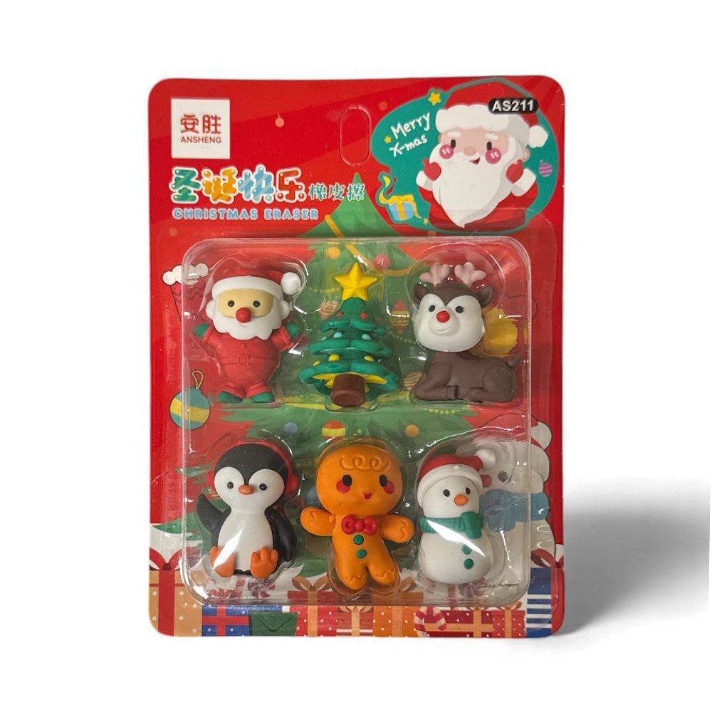 Σετ Χριστουγεννιάτικες Γόμες – 4εκ, 6 Τεμάχια