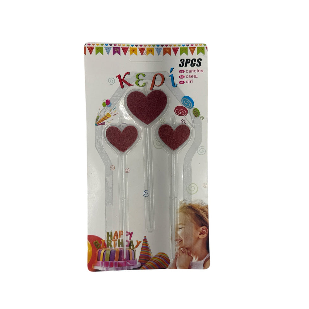 OEMΣετ Κεράκια Γενέθλιών Καρδούλες 3 Τμχ 14 Εκpapell.gr