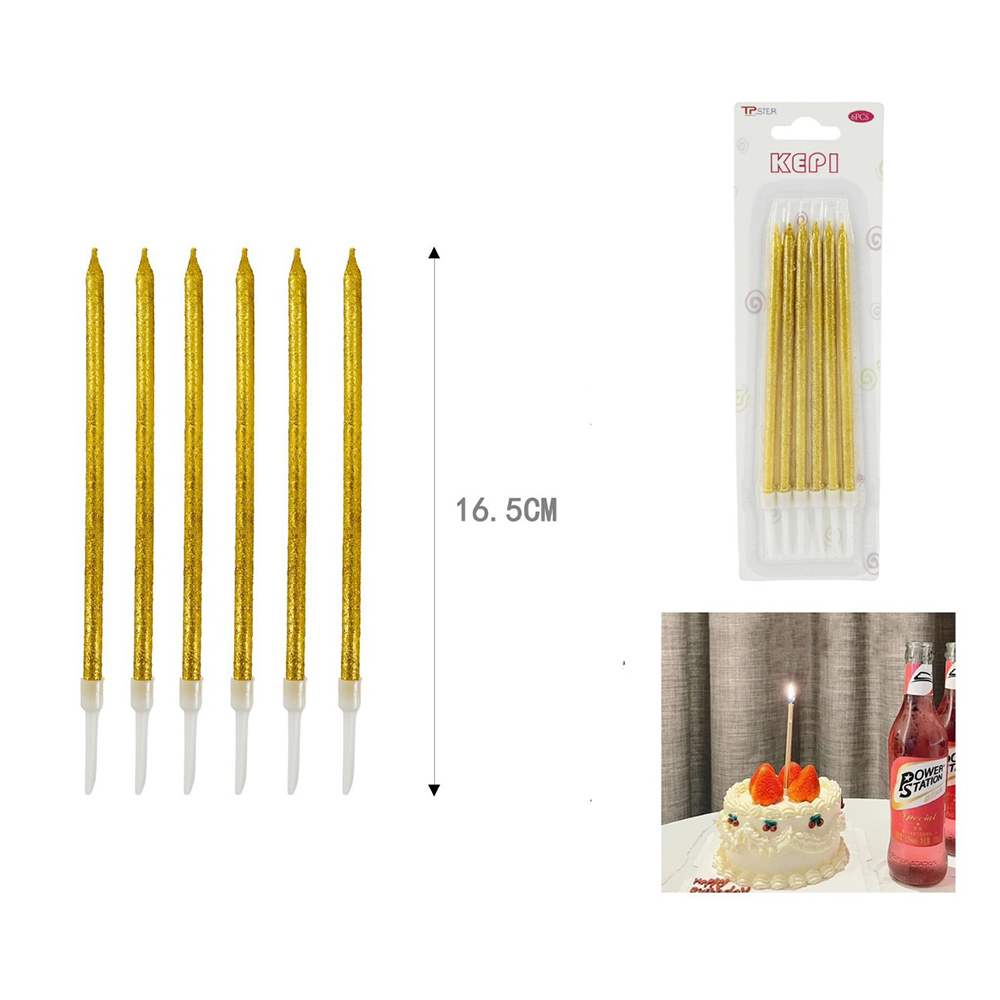 OEMΣετ Κεριά Γενεθλίων Χρυσά Glitter 16,5 εκ 6 Τμχpapell.gr