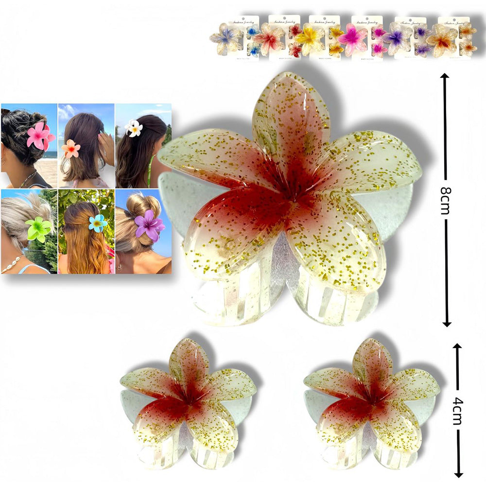 Σετ Κλάμερ Μαλλιών Λουλούδι 8 εκ & 4 εκ – 6 Χρώματα (1 Σετ)