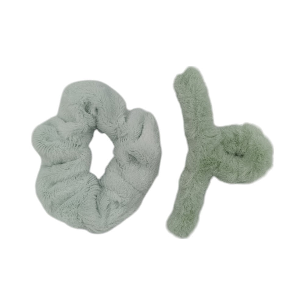 OEMΣετ Κλάμερ Μαλλιών Και Scrunchie Γούνινο 2Τμχ 6 Χρώματαpapell.gr