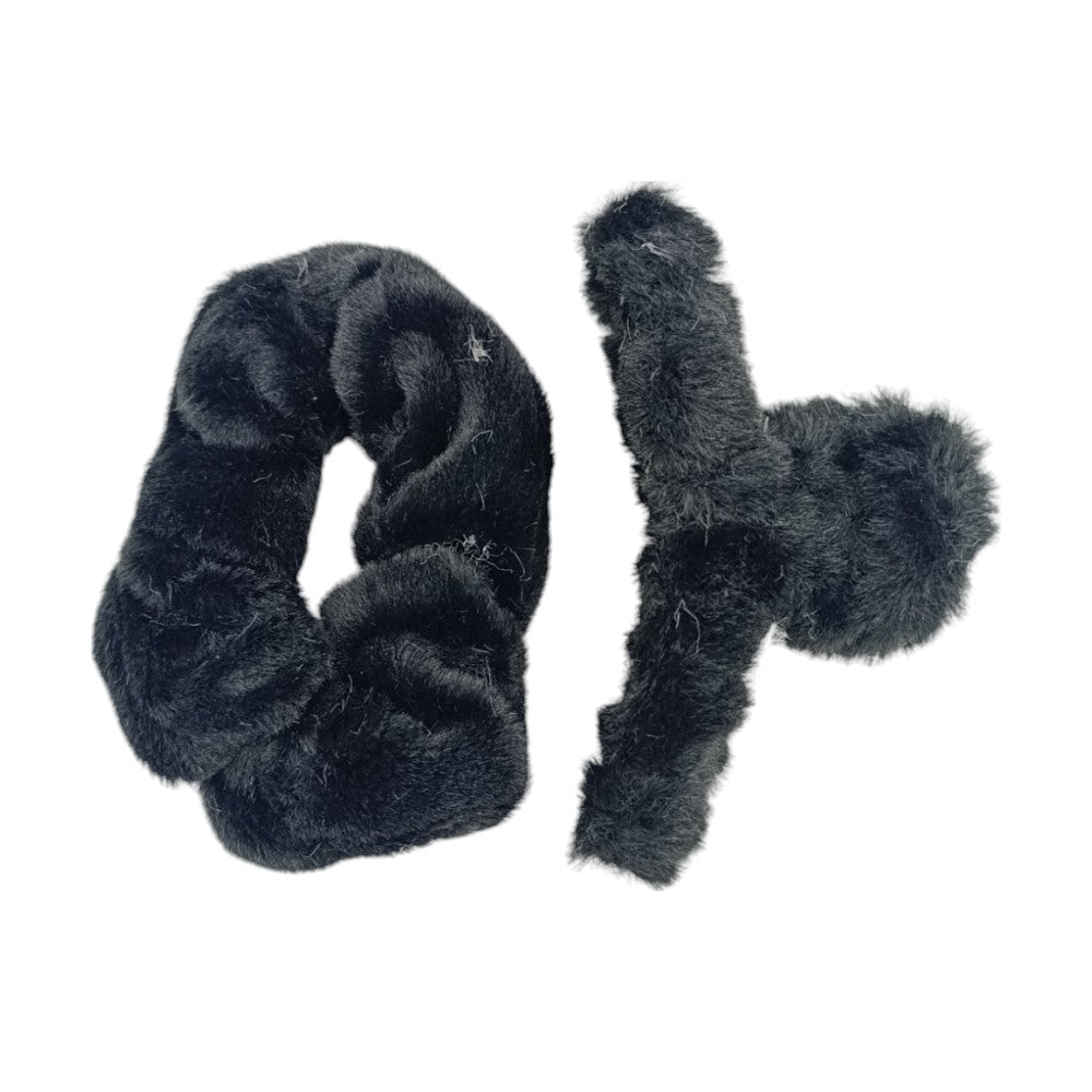 OEMΣετ Κλάμερ Μαλλιών Και Scrunchie Γούνινο 2Τμχ 6 Χρώματαpapell.gr