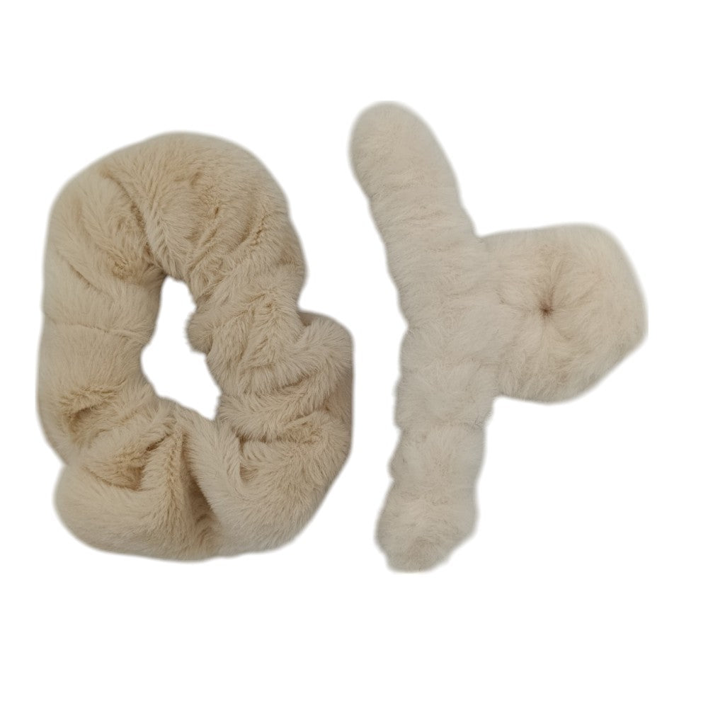 OEMΣετ Κλάμερ Μαλλιών Και Scrunchie Γούνινο 2Τμχ 6 Χρώματαpapell.gr