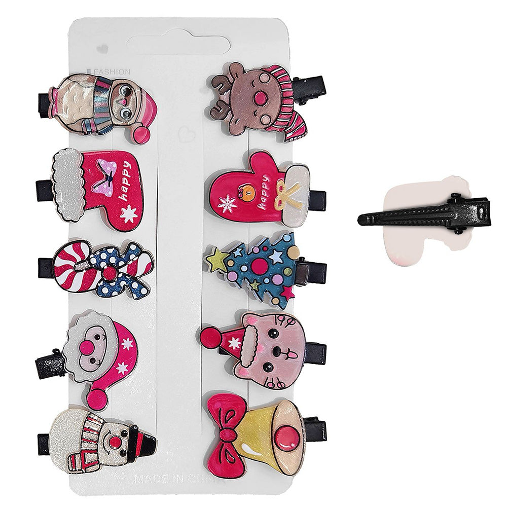 Σετ Κλιπ Μαλλιών Xmas με Φιγούρες – 10 Τεμάχια, 4εκ