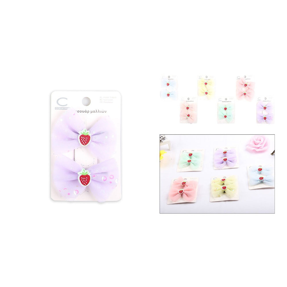 OEMΣετ Κλιπς Φραουλίτσες Με Φιόγκο 4 Χρώματα - 1 Τμχpapell.gr