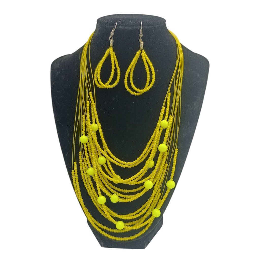 Σετ Κολιέ & Σκουλαρίκια Με Χρωματιστές Χάντρες 4 Χρώματα - 1 Τμχ