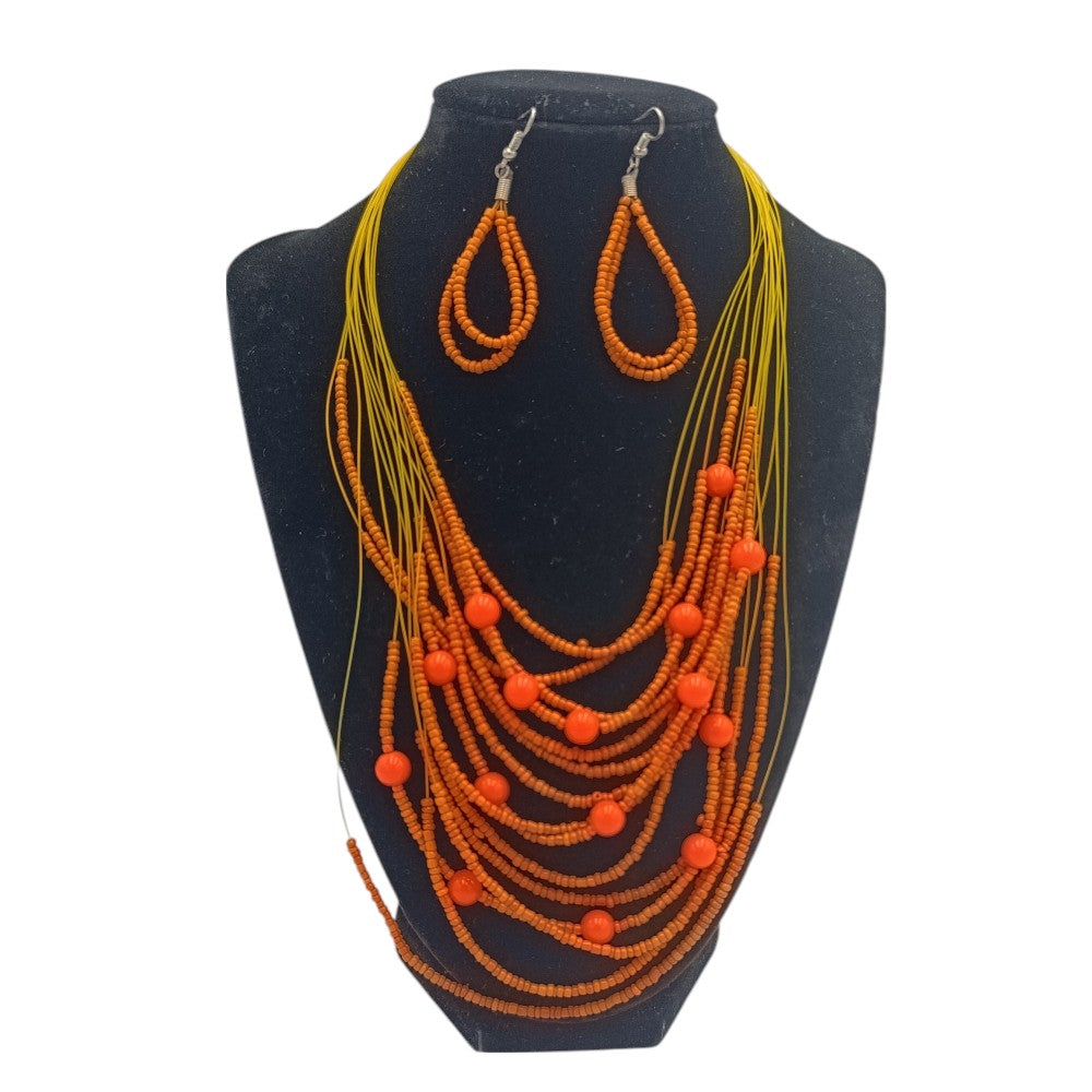 Σετ Κολιέ & Σκουλαρίκια Με Χρωματιστές Χάντρες 4 Χρώματα - 1 Τμχ