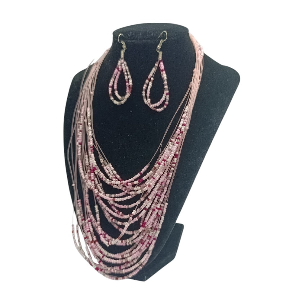 Σετ Κολιέ & Σκουλαρίκια Με Χρωματιστές Χάντρες 4 Χρώματα - 1 Τμχ