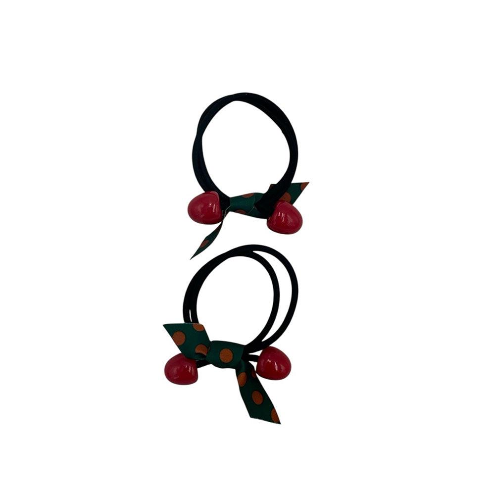 Σετ Λαστιχάκια Μαλλιών Κερασάκια Με Φιόγκο 2 Τμχ