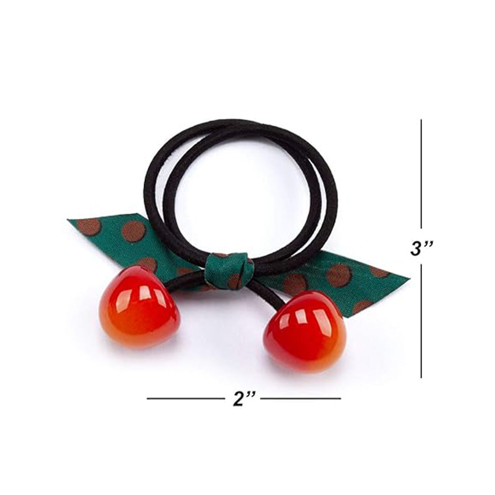 Σετ Λαστιχάκια Μαλλιών Κερασάκια Με Φιόγκο 2 Τμχ