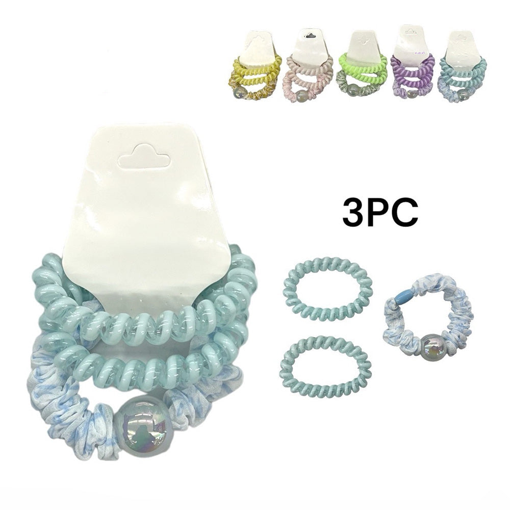 Σετ Λαστιχάκια Μαλλιών Σπιράλ Με Πέρλα 3 Τμχ 5 Χρώματα- 1 Τμχ