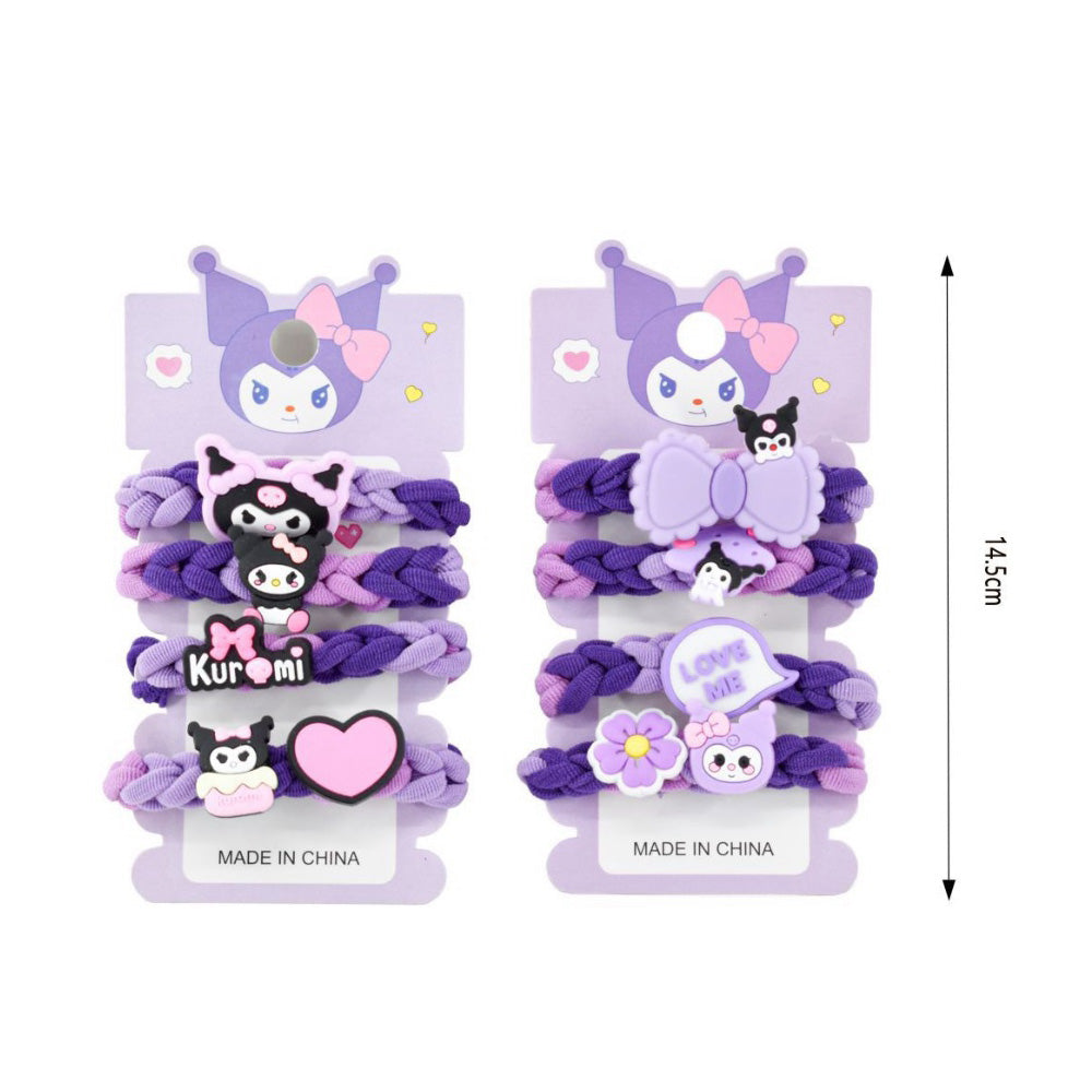 Σετ Λαστιχάκια Μαλλιών Kuromi 4 Τμχ σε Καρτέλα 15,5 εκ