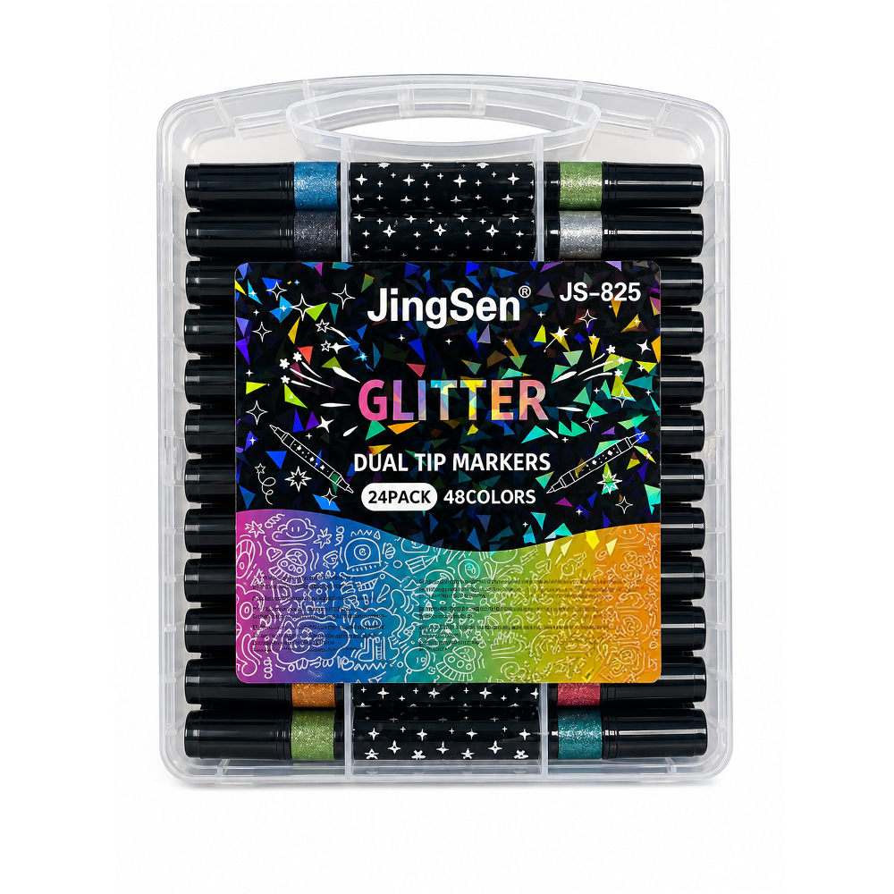 Σετ Μεταλλικοί Μαρκαδόροι Glitter με Διπλή Μύτη σε Κουτί 24 Τεμάχια