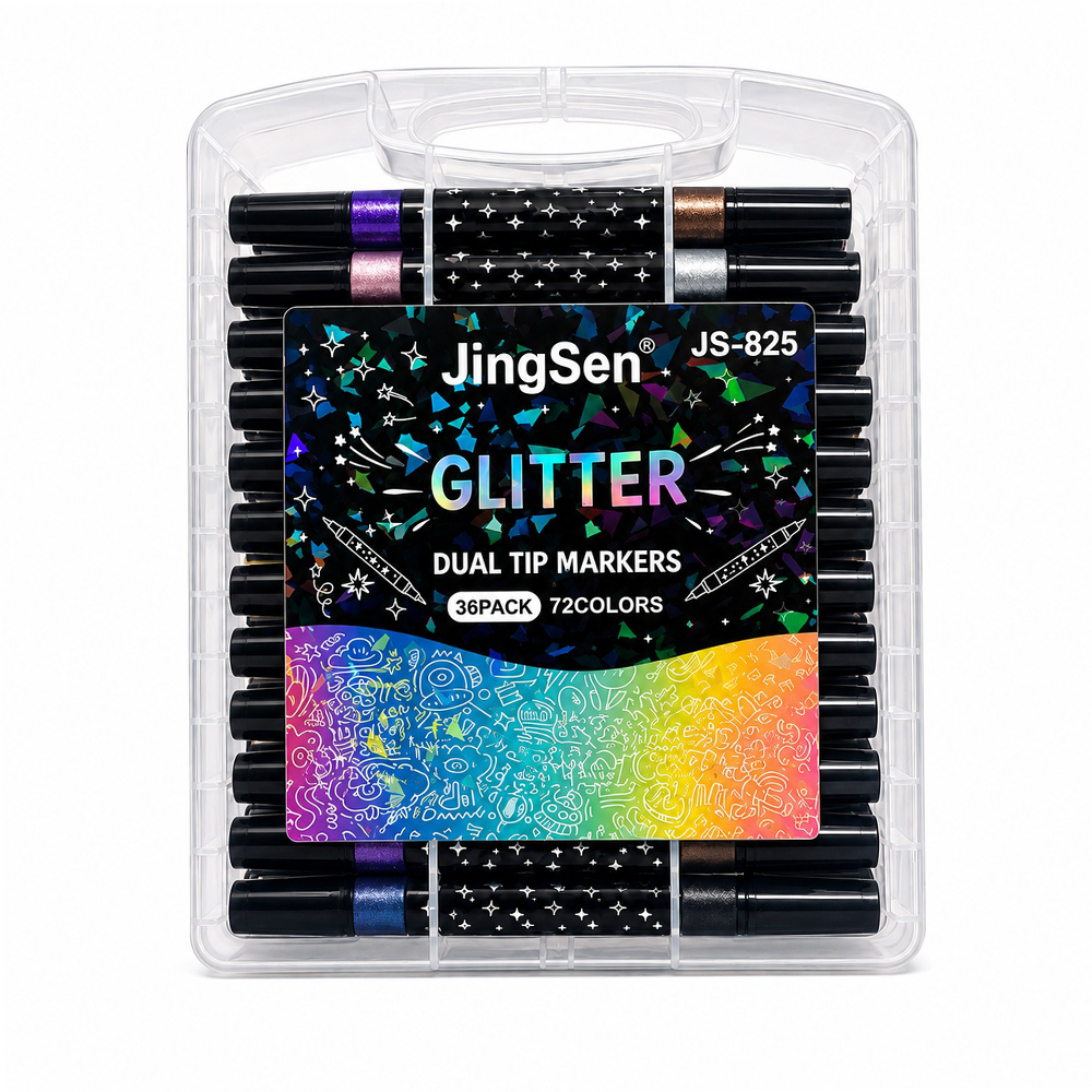 Σετ Μεταλλικοί Μαρκαδόροι Glitter με Διπλή Μύτη σε Κουτί 36 Τεμάχια
