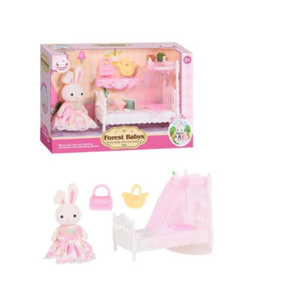 Σετ Μινιατούρες Φιγούρα Λαγουδάκι & Έπιπλα Κρεβάτι